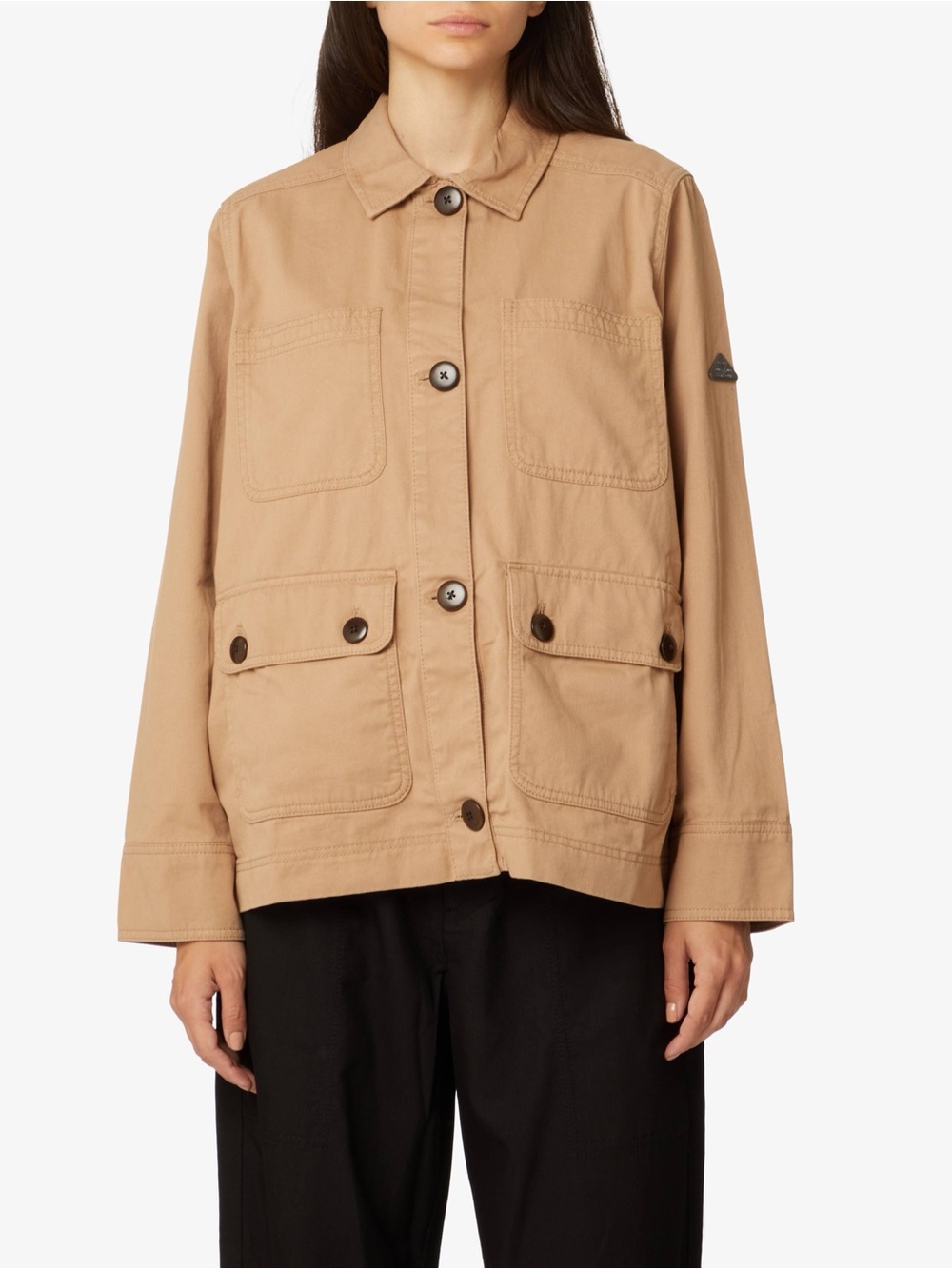 Barbour Coltsfoot Cotton Twill Point Collar Utility Jacket Dk Oyster 10 12 NEW